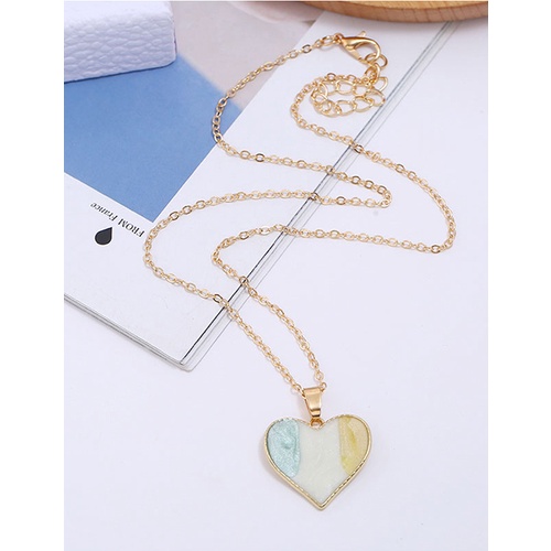 LRC Kalung Fashion Blue Love Dropping Alloy Contrast Necklace A61246