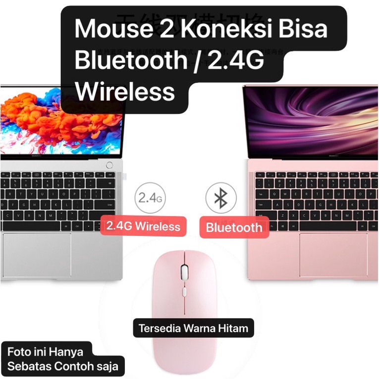 MOS-004 2.4G Wireless Mouse Rechargeable Baterai pakai cas, Design Thin Tidak Berisik Silent Mute