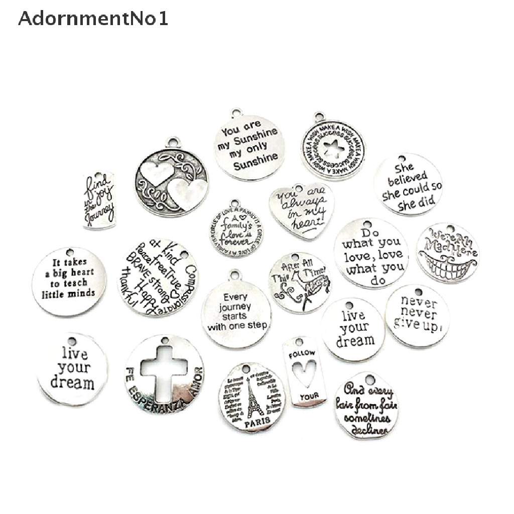 (AdornmentNo1) 20pcs / Set Liontin Motif Tulisan Inspirasi Untuk Aksesoris Perhiasan DIY