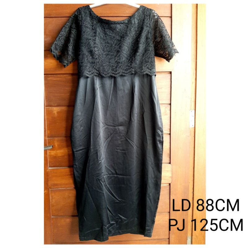 dress brokat hitam baju wanita