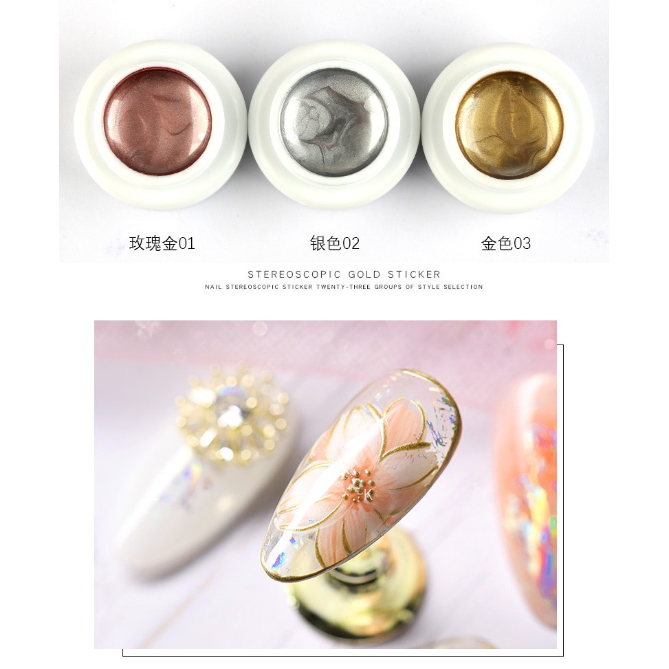 PAINTING GEL Gold  PEONY/ PEONNY Painting Gel Silver / Rosegold Gel Liner UV Gel Polish / Gel Painting Gold