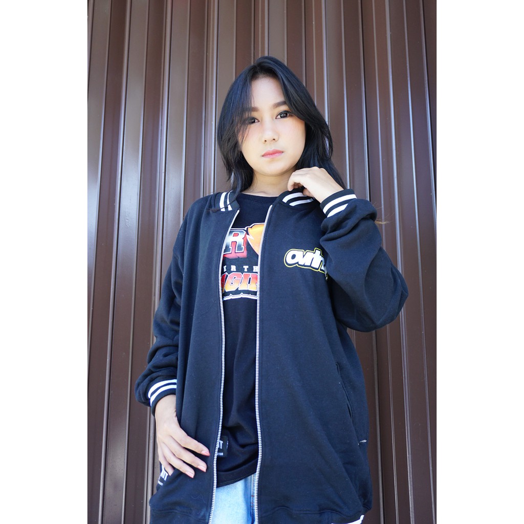 JAKET BASEBALL SWEATER PRIA WANITA OVERLIMIT MERCH