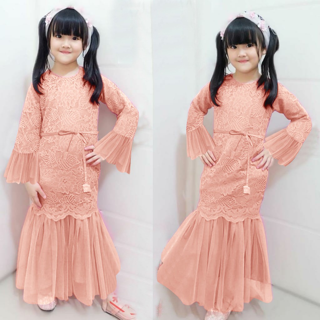 Kid Zarky Baju Gamis Full Brukat Anak Perempuan Tanggung Usia 3-12 Tahun Premium