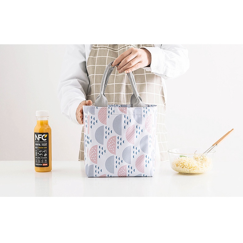 ♫ Megata ♫ A163 Tas Bekal Pattern Modern Lunch Cooler Bag Salur Makanan Aluminium Kotak Makan Import