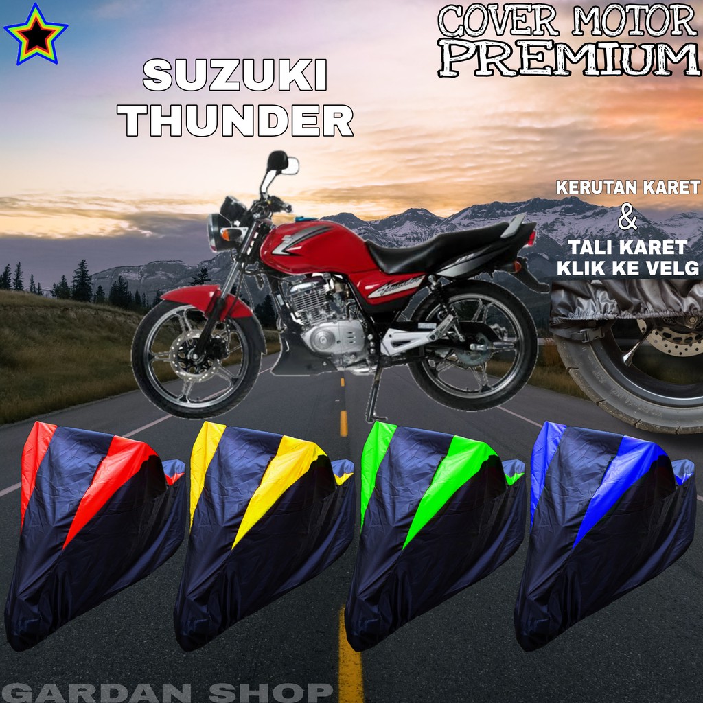 Sarung Motor SUZUKI THUNDER Hitam KOMBINASI Body Cover Penutup Thunder PREMIUM