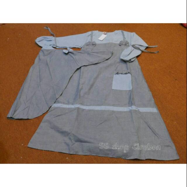 Set Gamis Krudung Anak Abu-abu