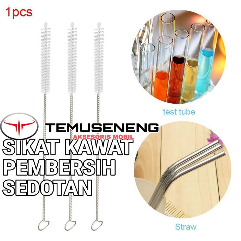 Sikat Sedotan Stainless Steel Brush Straw Kawat Bengkok Lurus Panjang Untuk Pembersih Sedotan Plasti