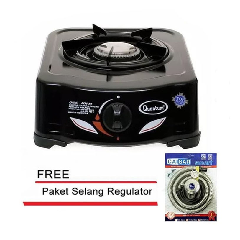 QUANTUM Kompor Gas 1 Tungku QGC101R FREE Selang Regulator Caisar ORIGINAL Garansi Resmi