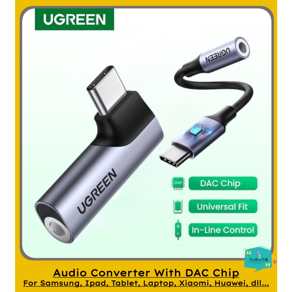 UGREEN Audio Converter Adapter DAC Chip Type C to Aux 3.5mm Earphone Headset