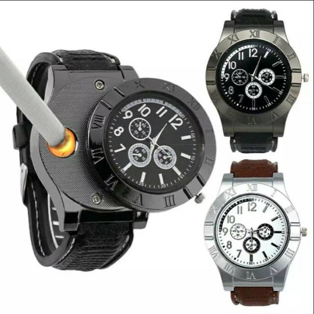 Jam Tangan Elektrik Khusus Pria dilengkapi dengan korek Api