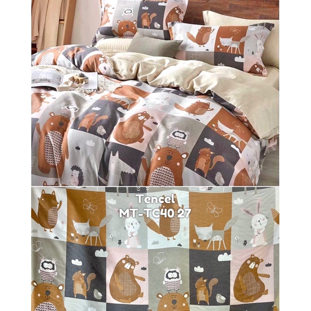 moon kain sprei meteran serat organik sutra lyocell fiber motif anak baby animalsadari  bear fox rab