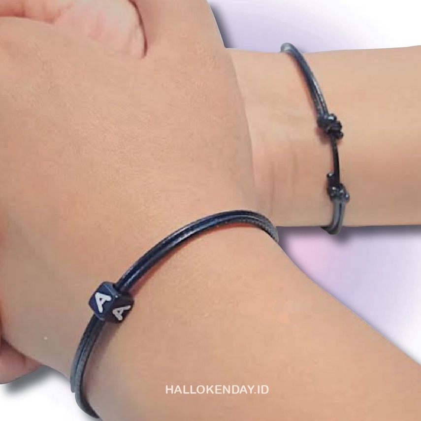 GELANG INISIAL COUPLE HURUF DADU / TALI POLOS MINIMALIS WATERPROOF / GELANG CUSTOM