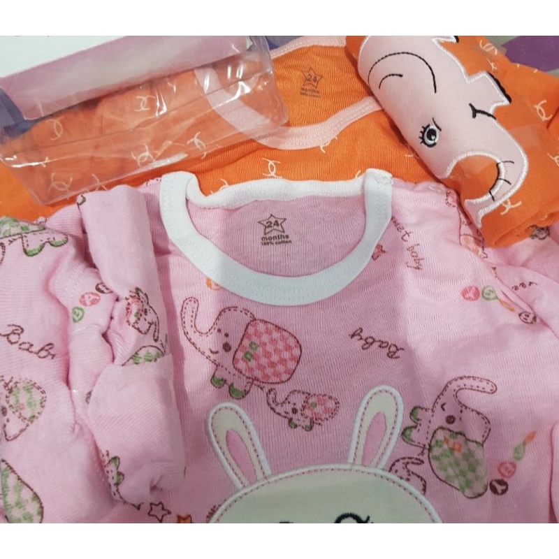 BLUEFLY SIZE 3- 24 M ISI 2 SET SETELAN BAJU BAYI TANGAN PENDEK + CELANA PENDEK/ 2 SET SETELAN BAJU BAYI TANGAN KUTUNG + CELANA PENDEK BLUEFLY SETELAN OBLONG SINGLET KUTUNG