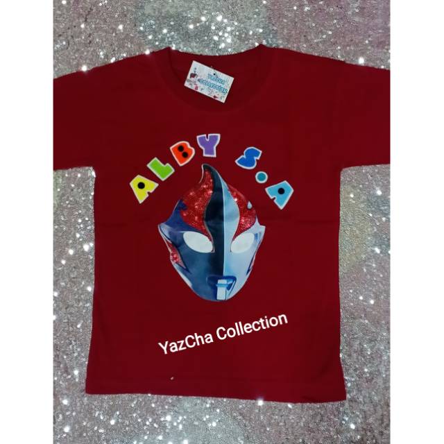 Kaos LED NON MUSIK Anak Pakai Nama & Gambar versi Ultraman (kode 27)