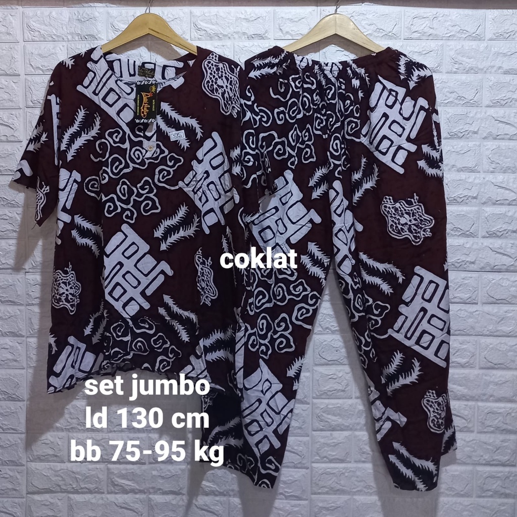 Daster setelan jumbo asli batik pekalongan /setelan wanita terbaru/setelan cantik/setelan murah/pakaian wanita/ one set/ set baju dan celana wanita/ baju tidur & santai-1