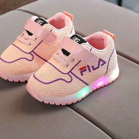 ℗ Sepatu anak LED merk FILA untuk anak laki-laki atau perempuan ☆