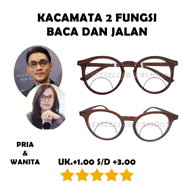 KACAMATA LENSA 2 FUNGSI (+) UK. +1.00 S/D +3.00 BACA DAN JALAN RABUN DEKAT UNTUK PRIA DAN WANITA NOCASE