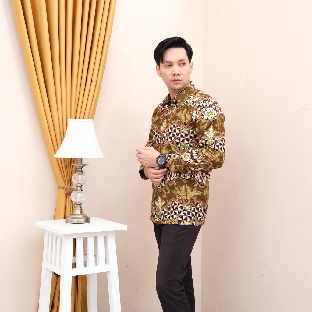 Baju Batik Pria Lengan Panjang/Kemeja Batik Solo Premium Slimfit Modern terbaru