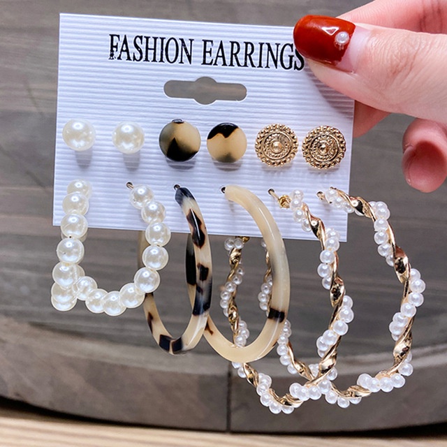 17KM Fashion Pearl Butterfly Earring Set Crystal Tassel Elegant Stud Earrings Gold Earrings Women Jewelry Accessories-15