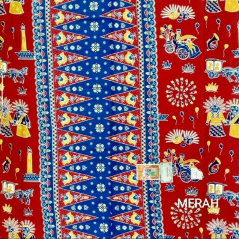 KAIN SARUNG TUMPAL BATIK BETAWI MOTIF ONDEL ONDEL