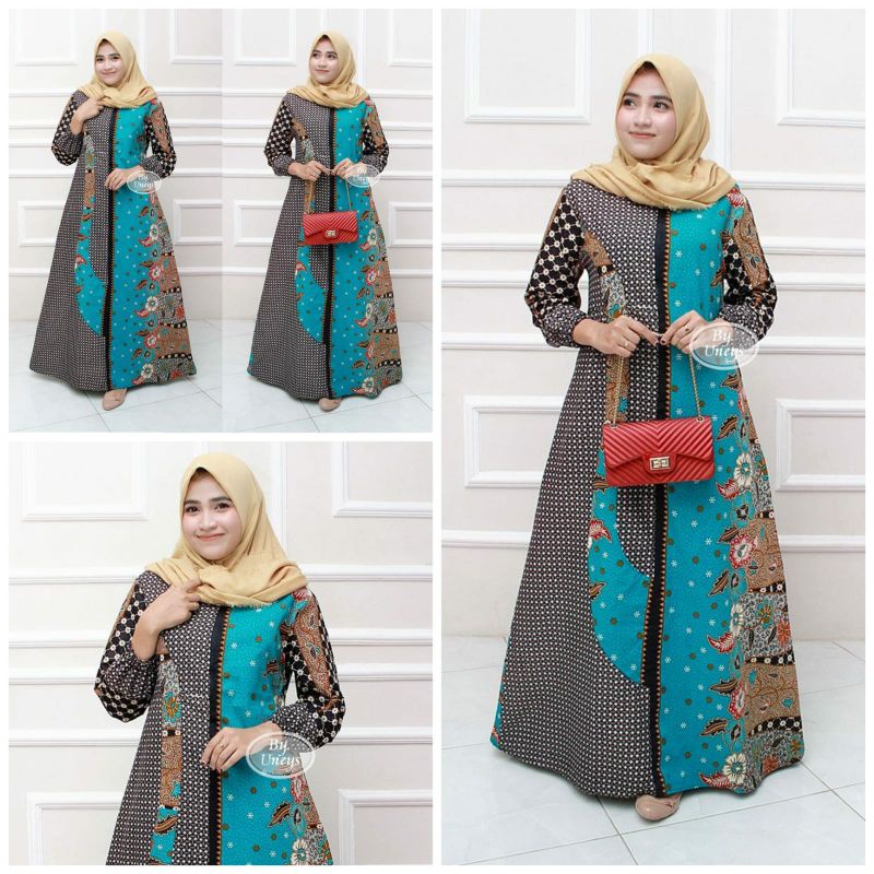BAJU GAMIS BATIK KOMBINASI JUMBO ALLSIZE LD110 LD 120