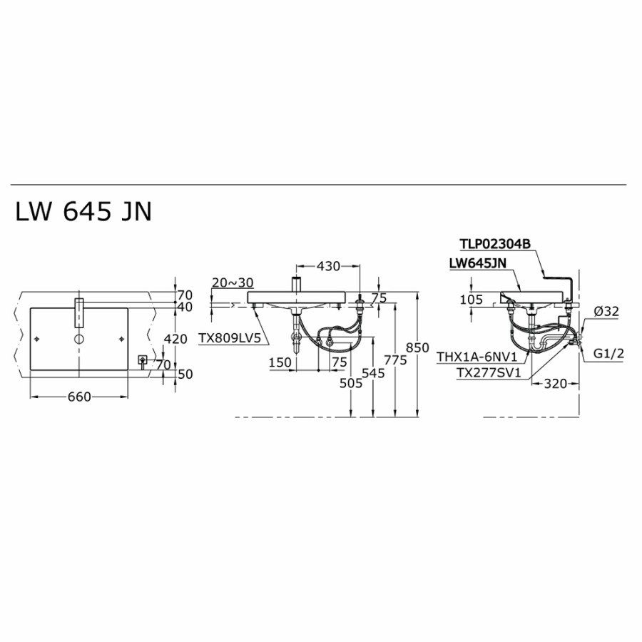 Wastafel Toto LW 645 JN / LW645JN (Body Only) Model Diatas Meja