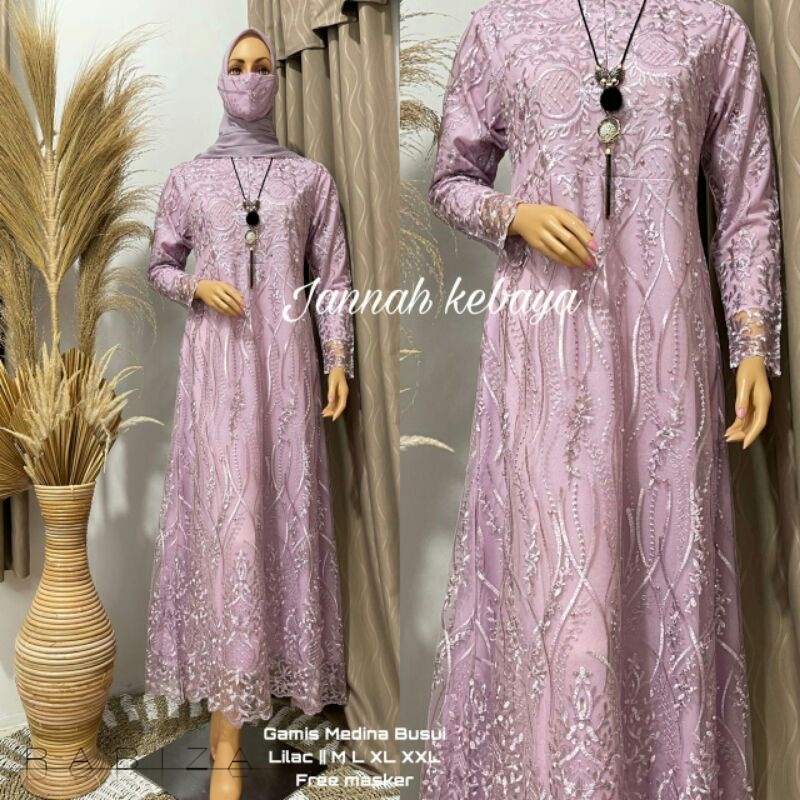 SF Gamis Brokat Model Terbaru Medina Busui Rk Jannah Free Masker Full Furing Hyget Mewah Berkelas Pe