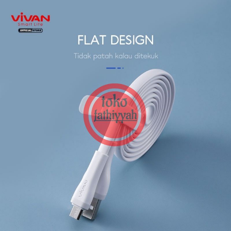 Kabel Data USB Micro SM (30/100/200CM) VIVAN Fast Charging 2A Flat Design VIVAN SM30S SM100S SM200S