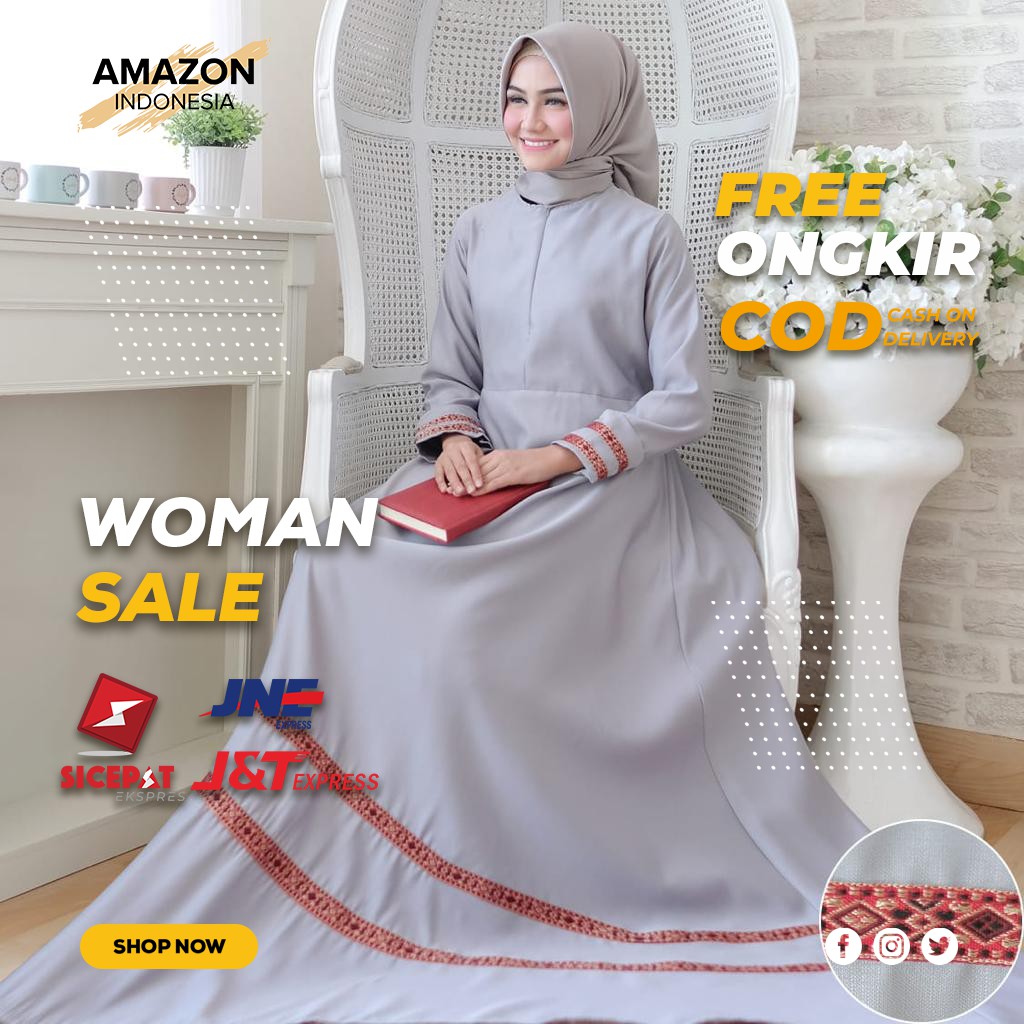 CASUAL DRESS PEREMPUAN MODEL PANJANG BAHAN BALOTELI WARNA GREY ABU KOMBI PITA SONGKET GOOD QUALITY