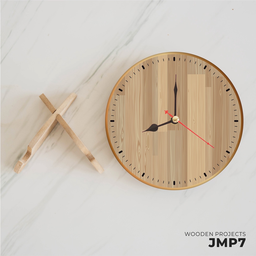 Wooden Projects Jam Meja Wood Dekorasi Kamar Rumah Pajangan Vintage Scandinavian Hiasan Unik Home Decor Aesthetic - JMP7-2