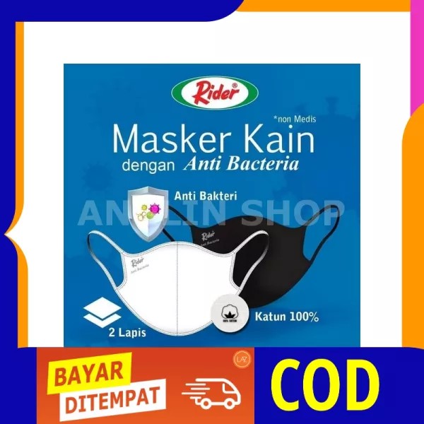 masker mulut kain dewasa  RIDER raider anti bakteri 2 lapis ply original