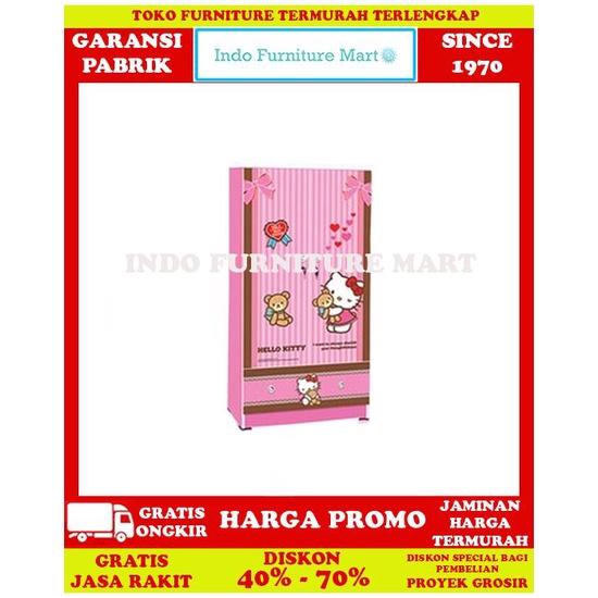 Lemari Pakaian Minimalis Baju Anak Kea Panel Hello Kitty Best Friend