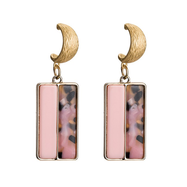 LRC Anting Tusuk Fashion Semi-solid Color Semi-marble Texture Acetate Plate Earrings F28XXX