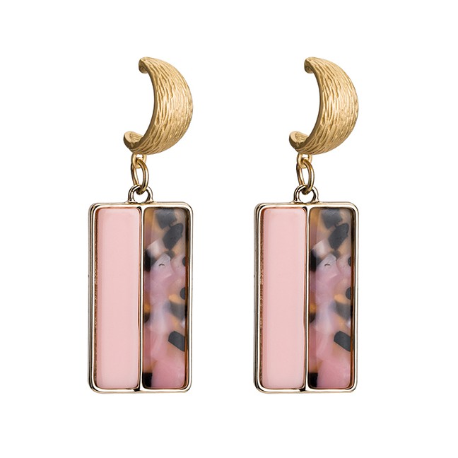 LRC Anting Tusuk Fashion Semi-solid Color Semi-marble Texture Acetate Plate Earrings F28XXX