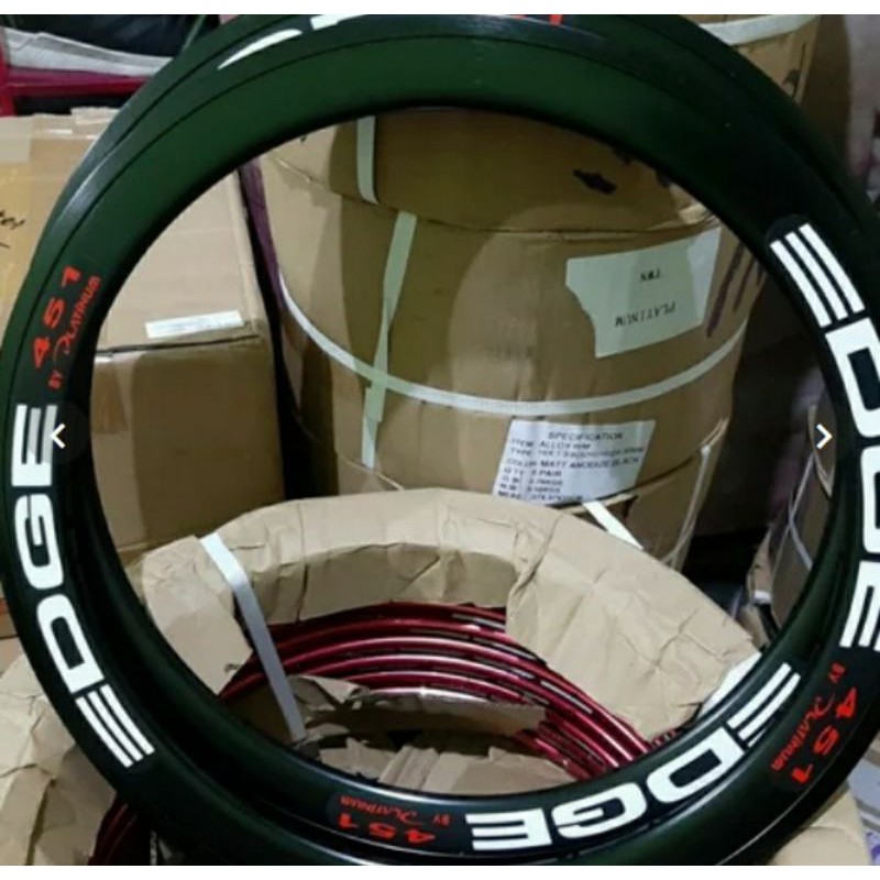 VELG SEPEDA RIMS EDGE 20x1 3/8 ETRTO 451 32H SEPASANG -WARNA MERAH