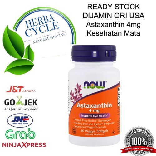 Now Foods Astaxanthin 4 mg 60 Veg Vit Kesehatan Mata Now Astaxathin
