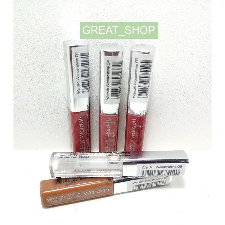 Asli Wardah Wonder Shine Lip Gloss Cair 5 Warna Best Seller