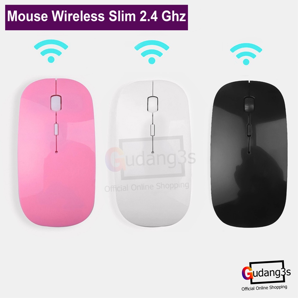 Mouse Wireless 2.4 Ghz Slim & Comfortable / Mouse Tanpa Kabel PC Laptop Tv Android-0