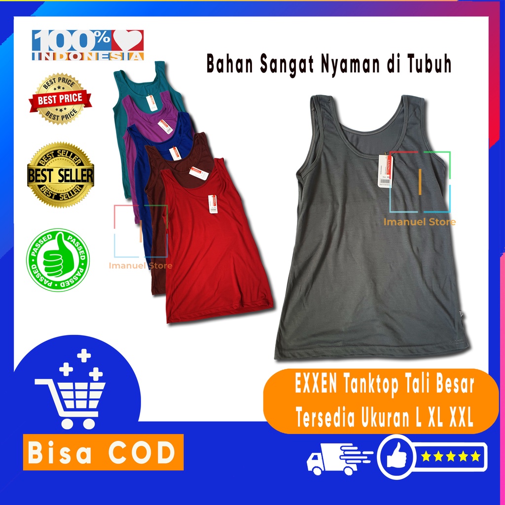 Exxen Tanktop Wanita Dewasa Tangtop Premium Halus Tali besar Ukuran L XL XXL