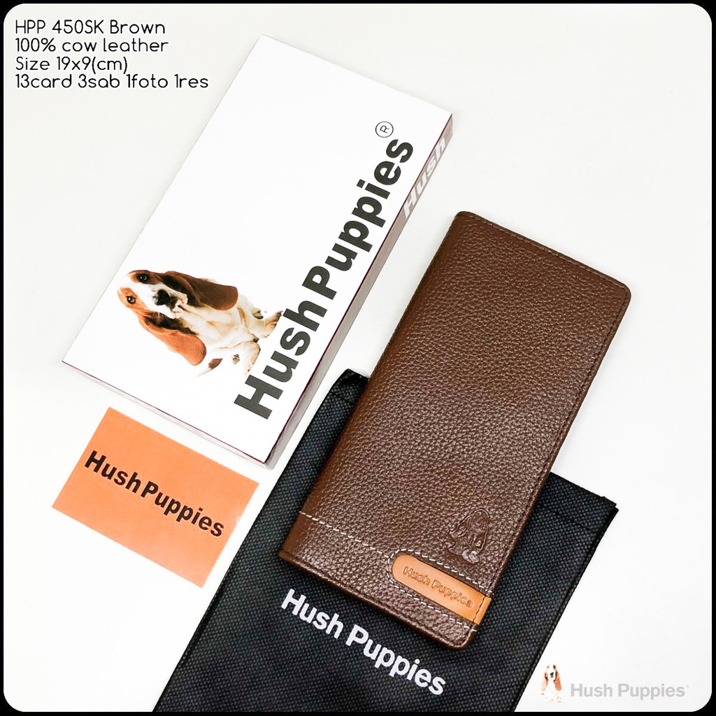 Dompet pria hushpuppies 450sk classic brown kulit sapi asli premium mirror quality