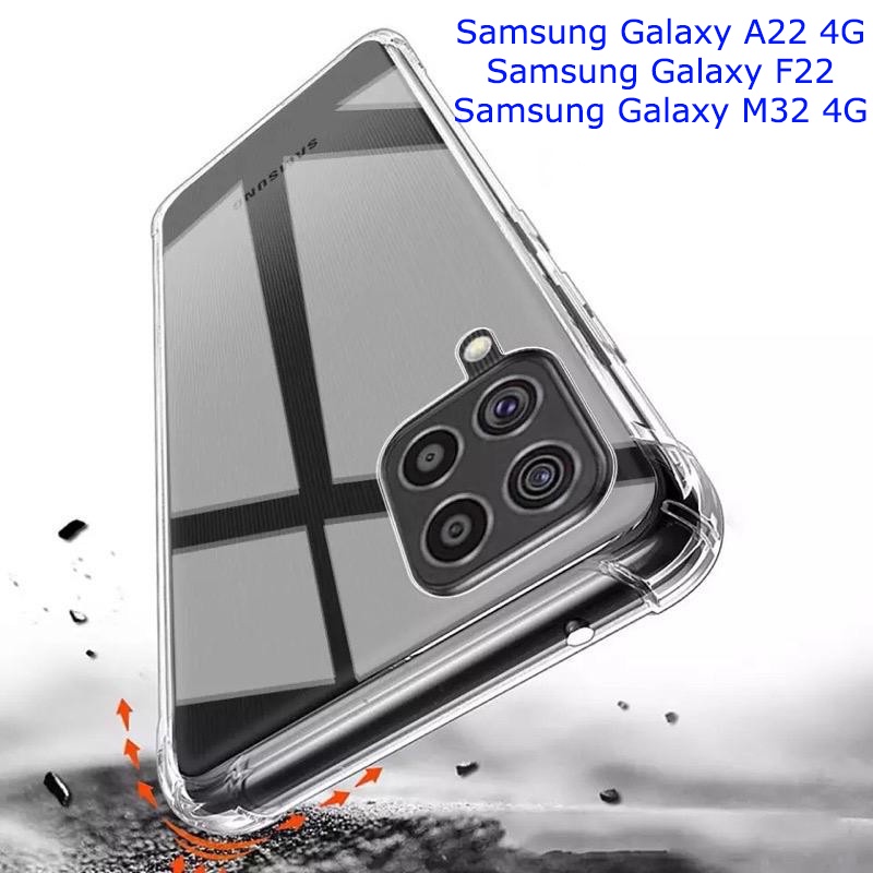 Case Samsung Galaxy A22 4G / Samsung Galaxy F22 / Samsung Galaxy M32 4G Casing Clear HD KETEBALAN 2MM BENING TRANSPARAN TPU Premium Softcase