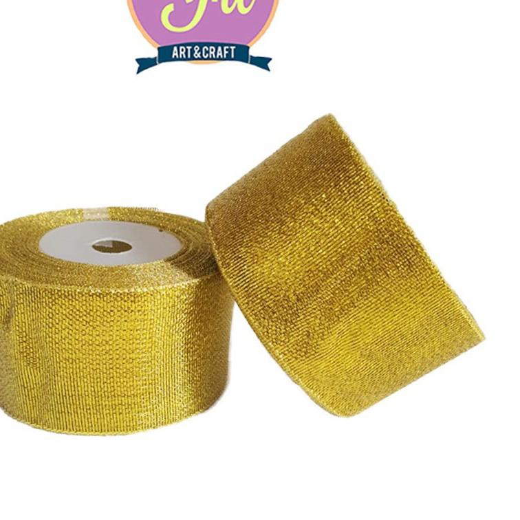 

>COD.E-0314!! Pita Satin Gold 2 inch Besar / Pita Kain Gold 2" / Pita Satin 2inch Terlaris