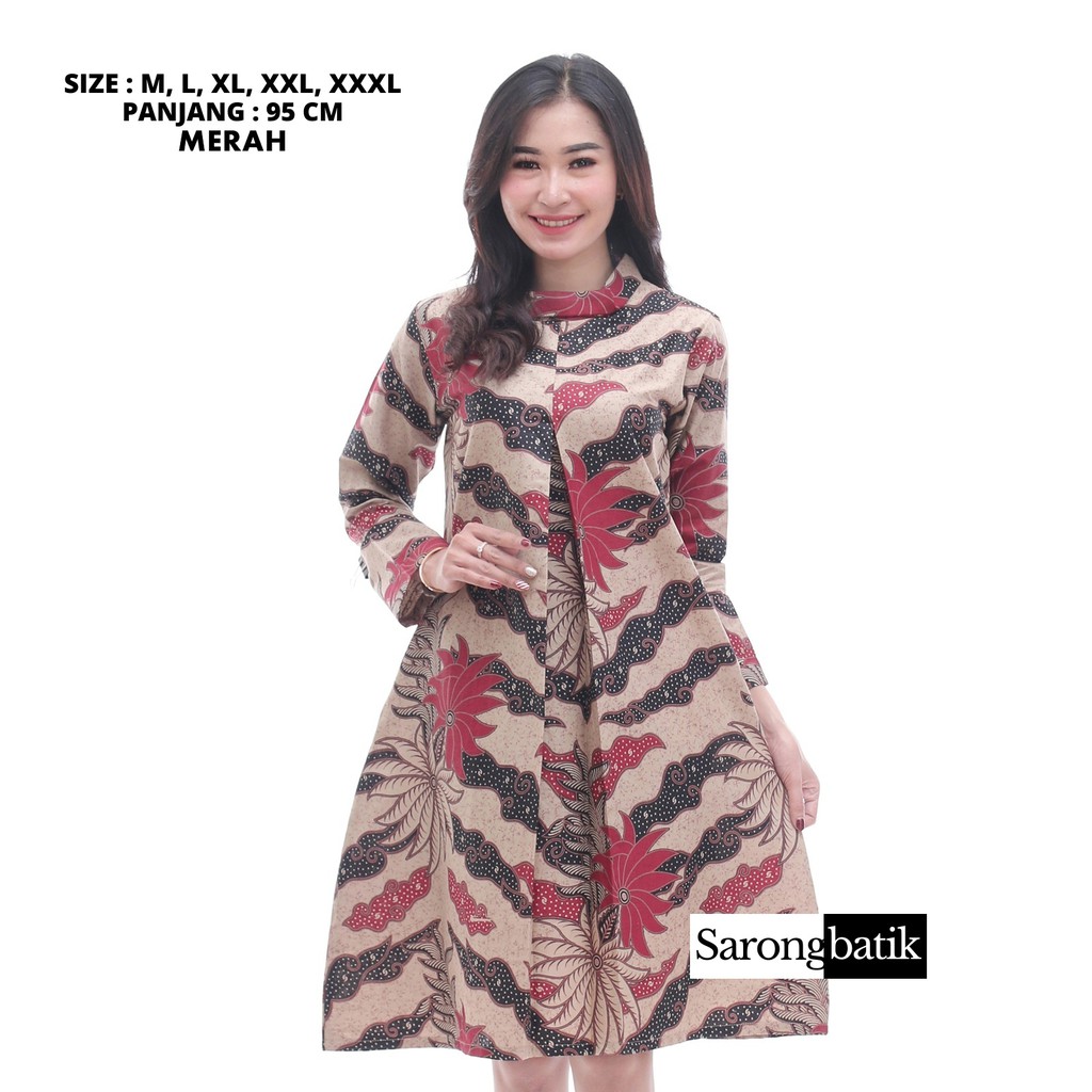 Atasan Dress Batik Wanita Kembang Galaran TB0024SB-5