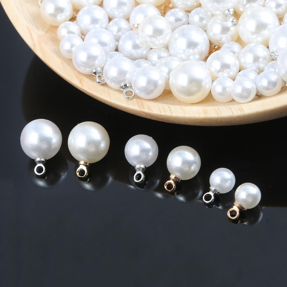 6/8/10 Mm 10 Pcs ABS Mutiara Manik-manik Pesona untuk Anting-Anting Kalung DIY Temuan Perhiasan Membuat Anting-Anting Kalung Liontin Aksesoris