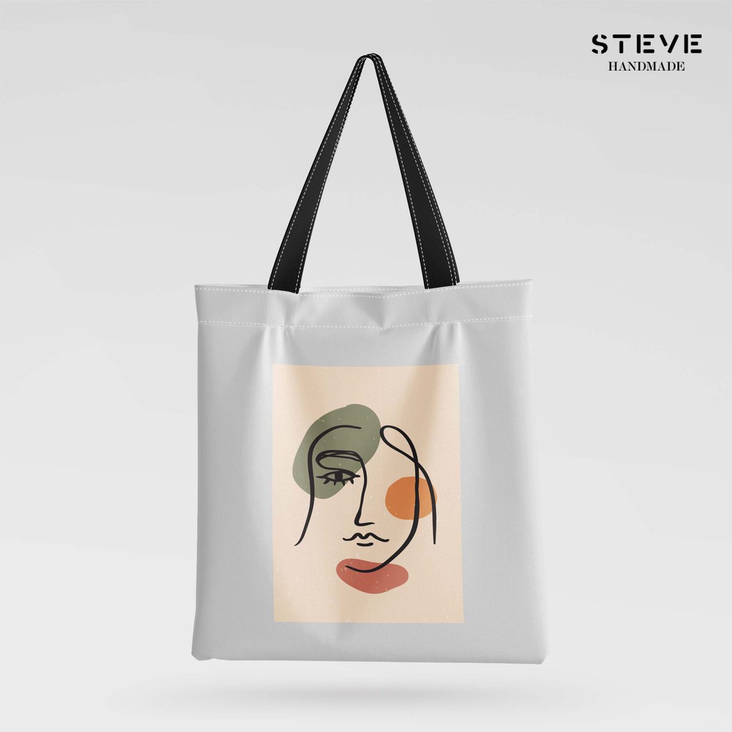 Tote Bag TB3337 Tas Canvas Premium Custom Nama Logo Steve Handmade