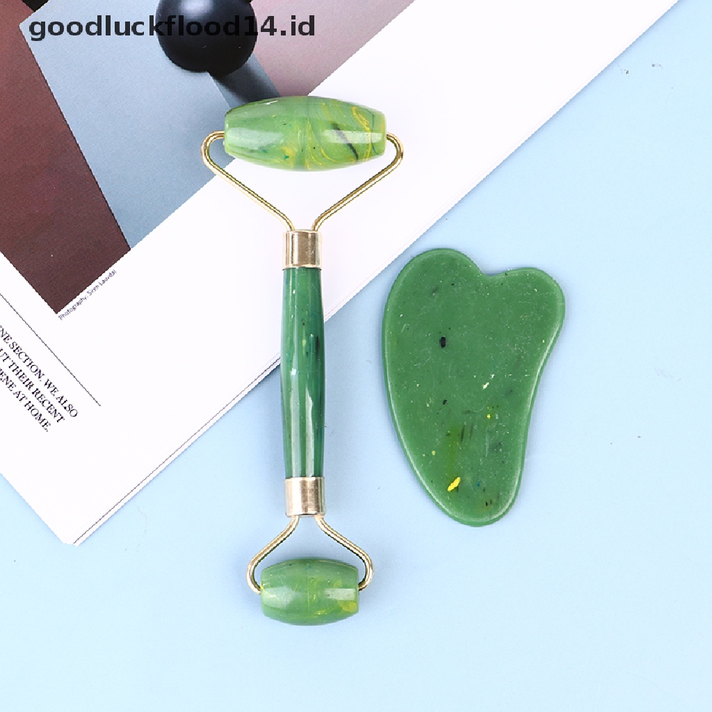 [OOID] Natural Jade Gua Sha Scraper Board Massage Rose Quartz Guasha Stone For Face Nec ID
