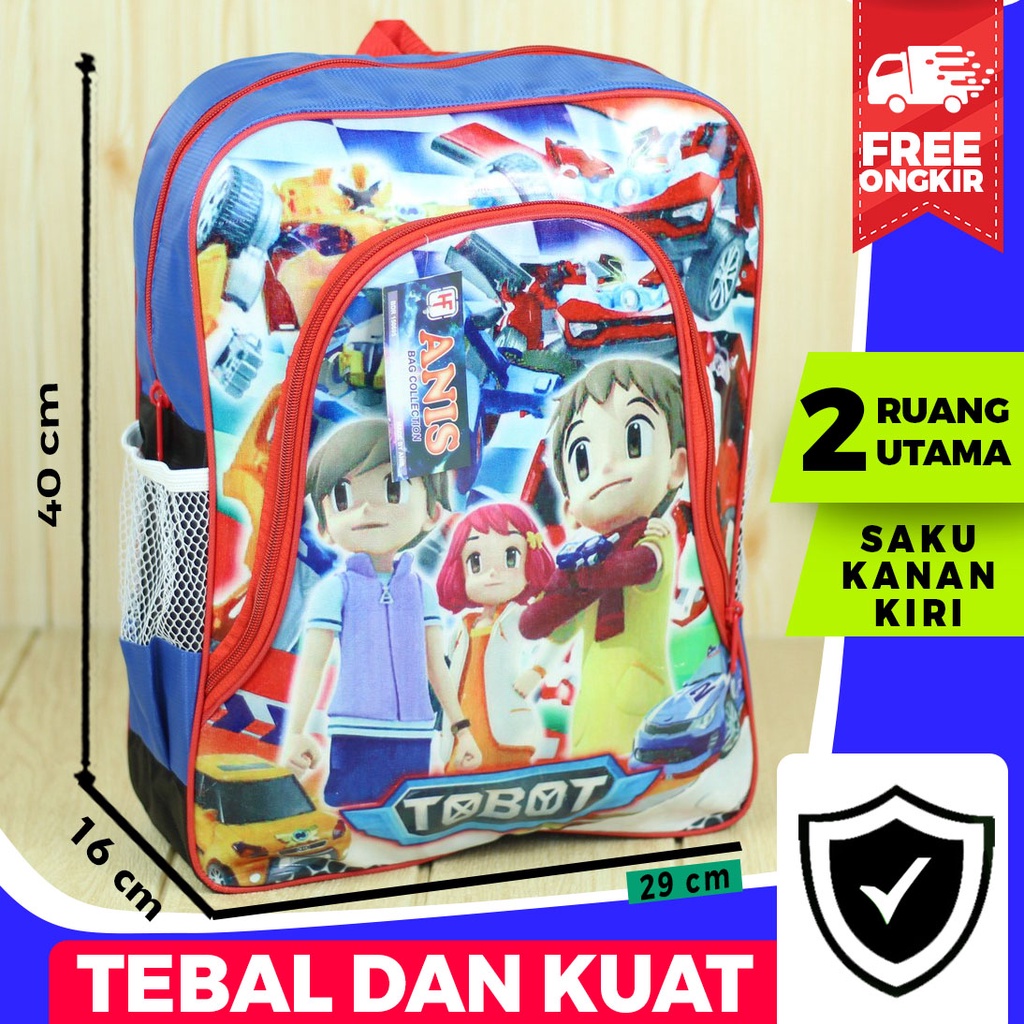 Tas Ransel Anak Laki Laki Mika Tobot Biru Tas Gendong Sekolah Trendy Bahan Tebal Kuat Awet Keren