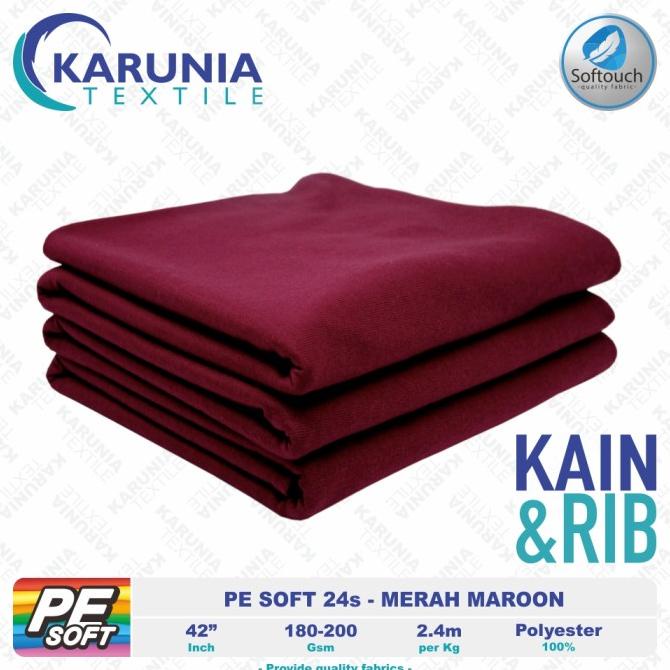 PE Soft 24s | Merah Maroon | Kain Kaos + Rib | Karunia Textile