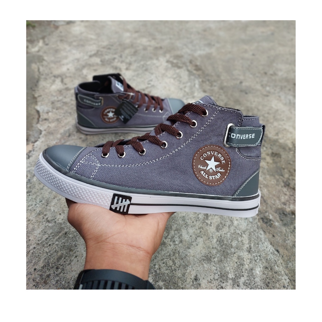 Sepatu Pria Unisex All Star High Boots Abu - BTC