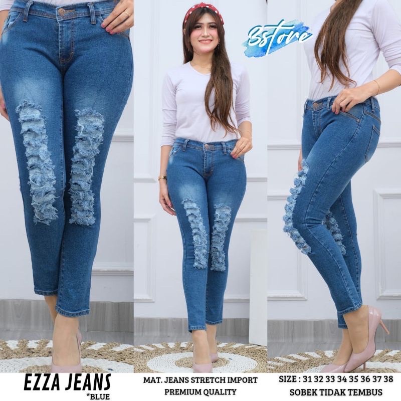 EZZA CELANA JEANS SOBEK STRETCH IMPORT CELANA JEANS 7/9